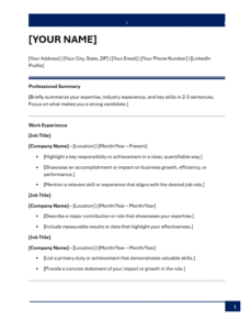 ATS Resume Template (Navy)