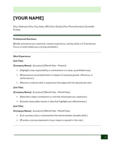 ATS Resume Template (Green)