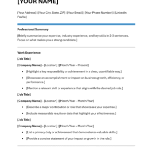 ATS Resume Template (Blue)